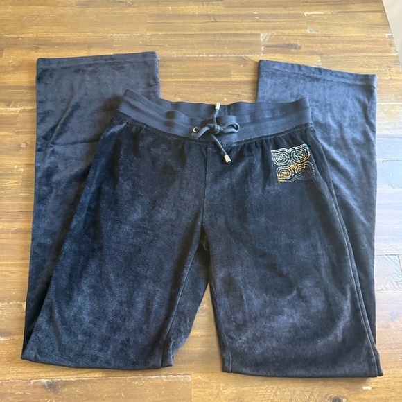 BCBGMaxazria Black Embellished Velour Track Suit Pants - Picture 3 of 11